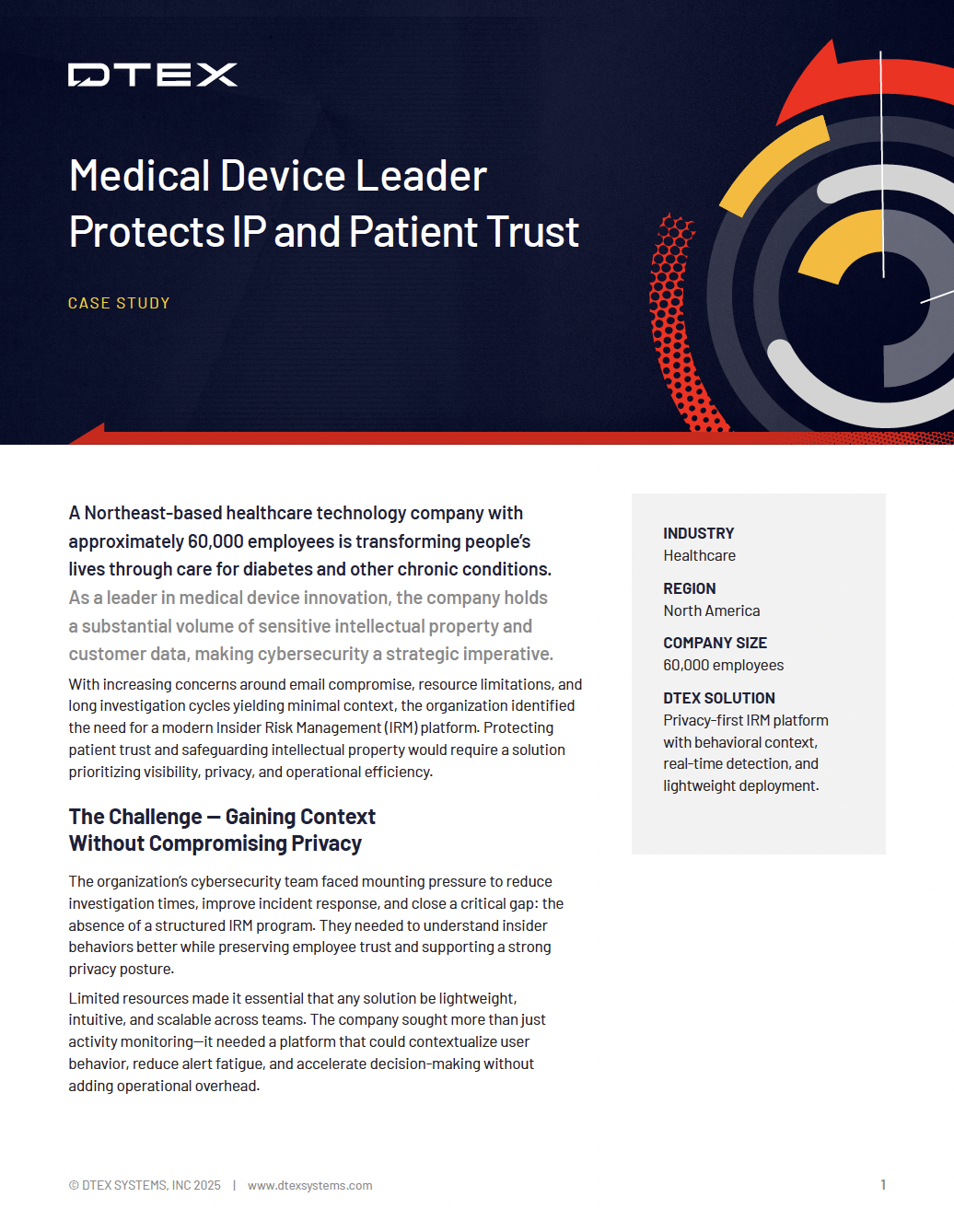 Medical Device Leader case study for insider risk management